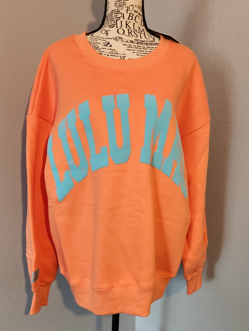 Lulu Mac Coral Orange Crewneck Sweater.